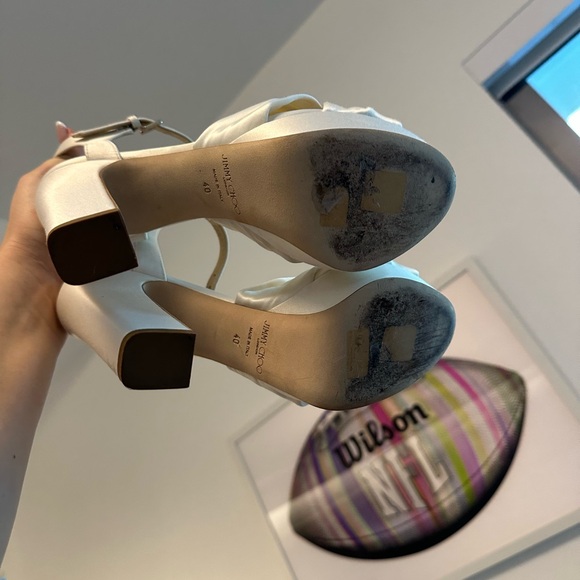 Jimmy Choo Heloise White Satin Platform Heels 120 MM - Picture 8 of 11